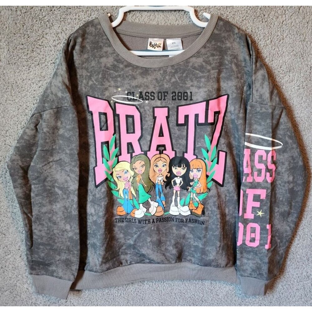 NEW BRATZ Long Sleeve Round Neck Pullover Graphic Sweatshirt Y2K Nostalgia XXL